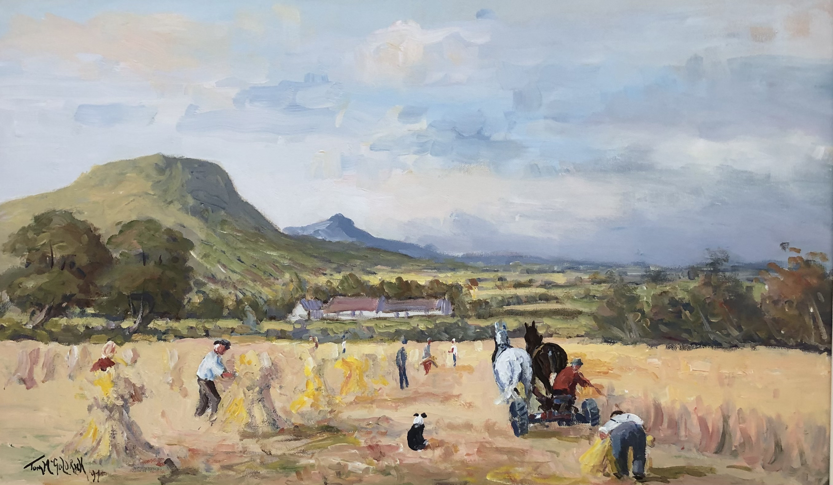 Cutting the corn at Lurig (oil on canvas) by Tom McGoldrick - Edenbane ...